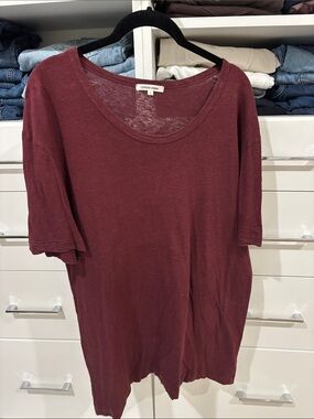 Cotton Citizen Burgundy Scoop Neck Short Sleeve Tee